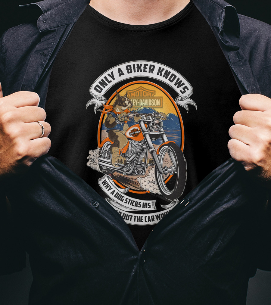 Only A Biker Knows When A Dog Sticks His Head Out The Car Window Harley Davidson T-Shirt