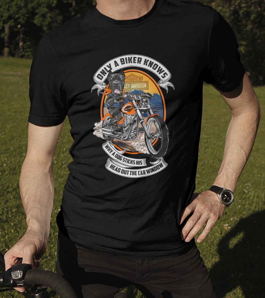 Only A Biker Knows Cane Corso Harley Davidson Motorcycle Adventure T-Shirt