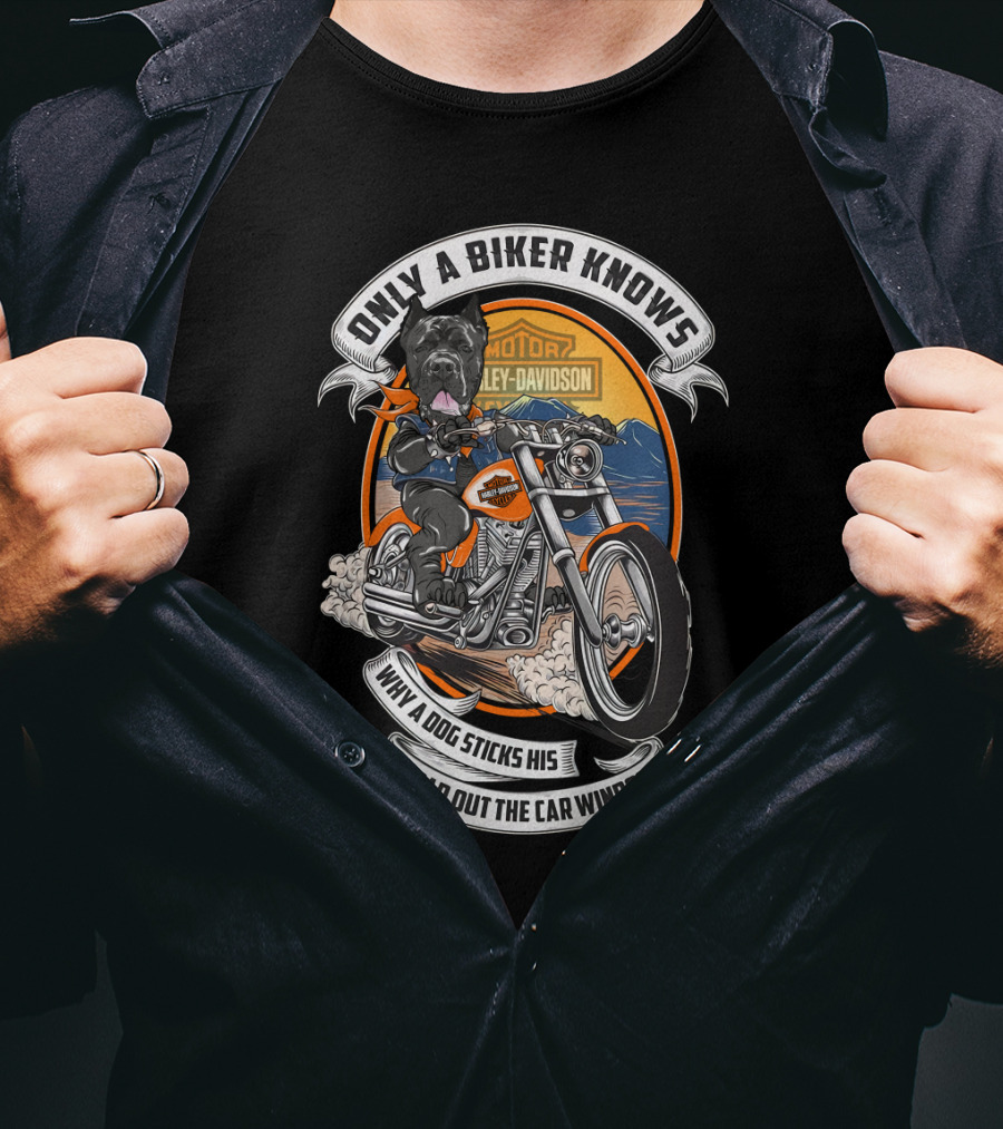 Only A Biker Knows Cane Corso Harley Davidson Motorcycle Adventure T-Shirt