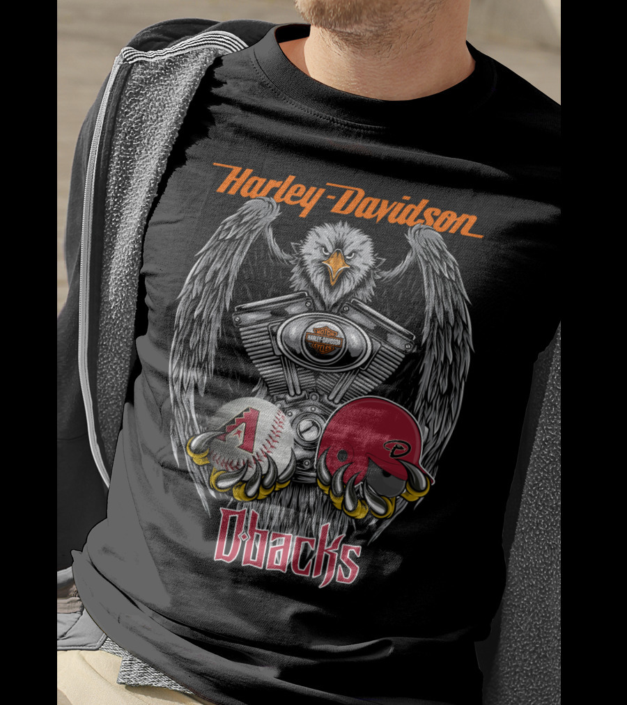 Harley Davidson D-Backs Eagle Engine Baseball Helmet Mlb T-Shirt