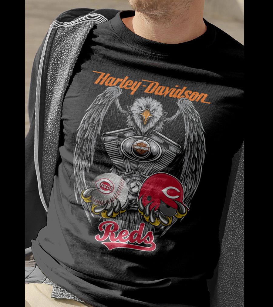 Harley Davidson Reds Mlb Eagle Engine T-Shirt