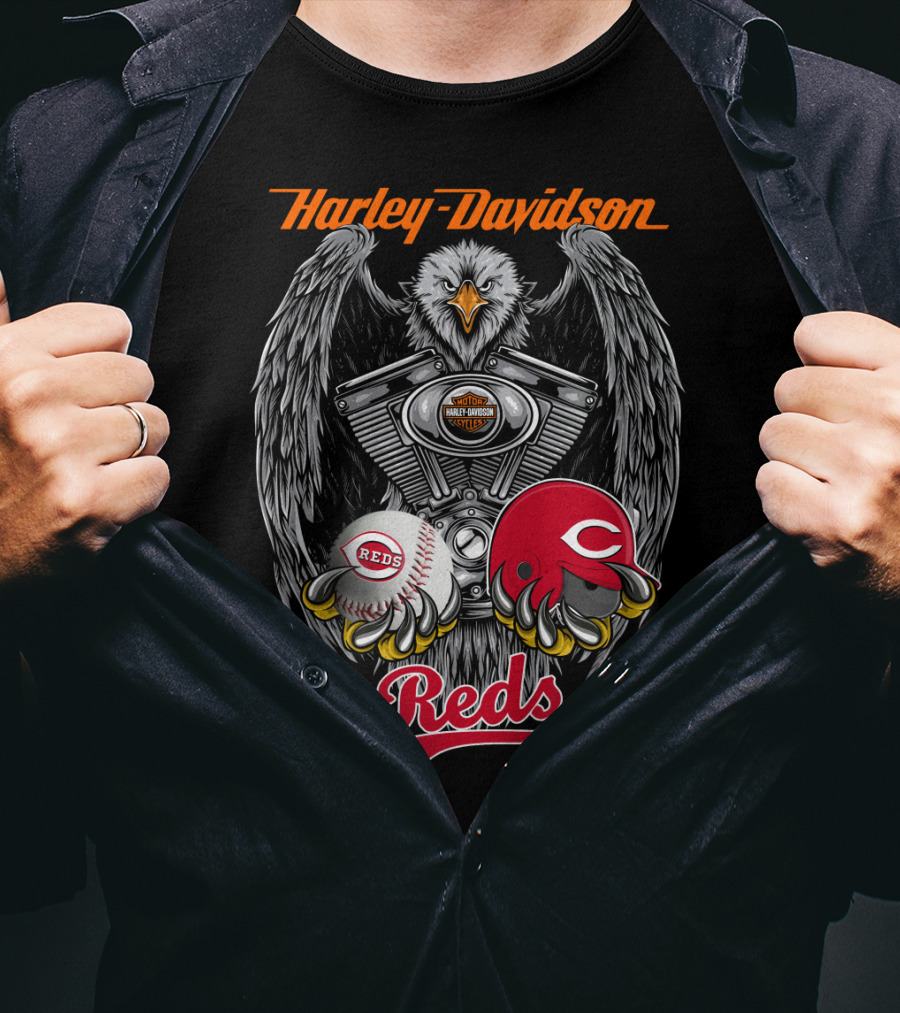 Harley Davidson Reds Mlb Eagle Engine T-Shirt