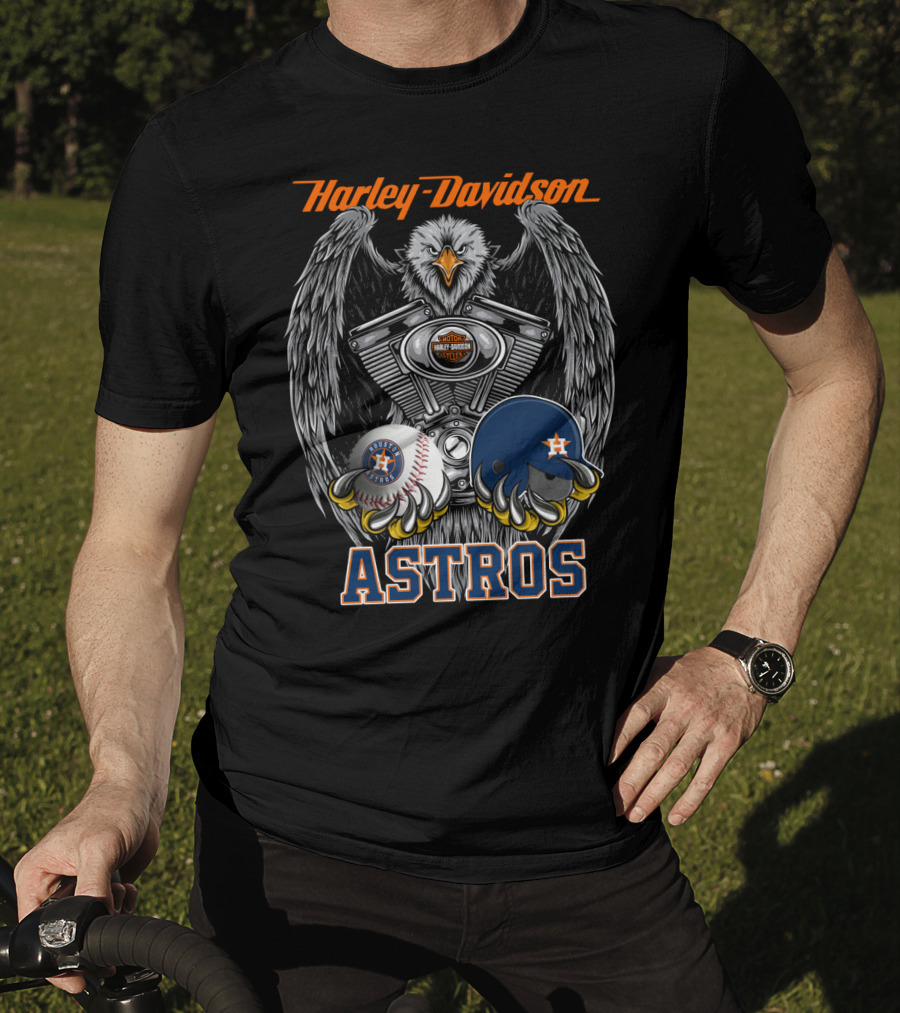 Harley Davidson Houston Astros Engine Eagle Baseball Helmet T-Shirt