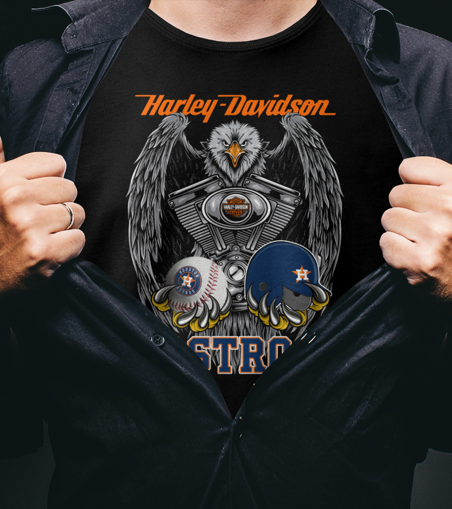 Harley Davidson Houston Astros Engine Eagle Baseball Helmet T-Shirt