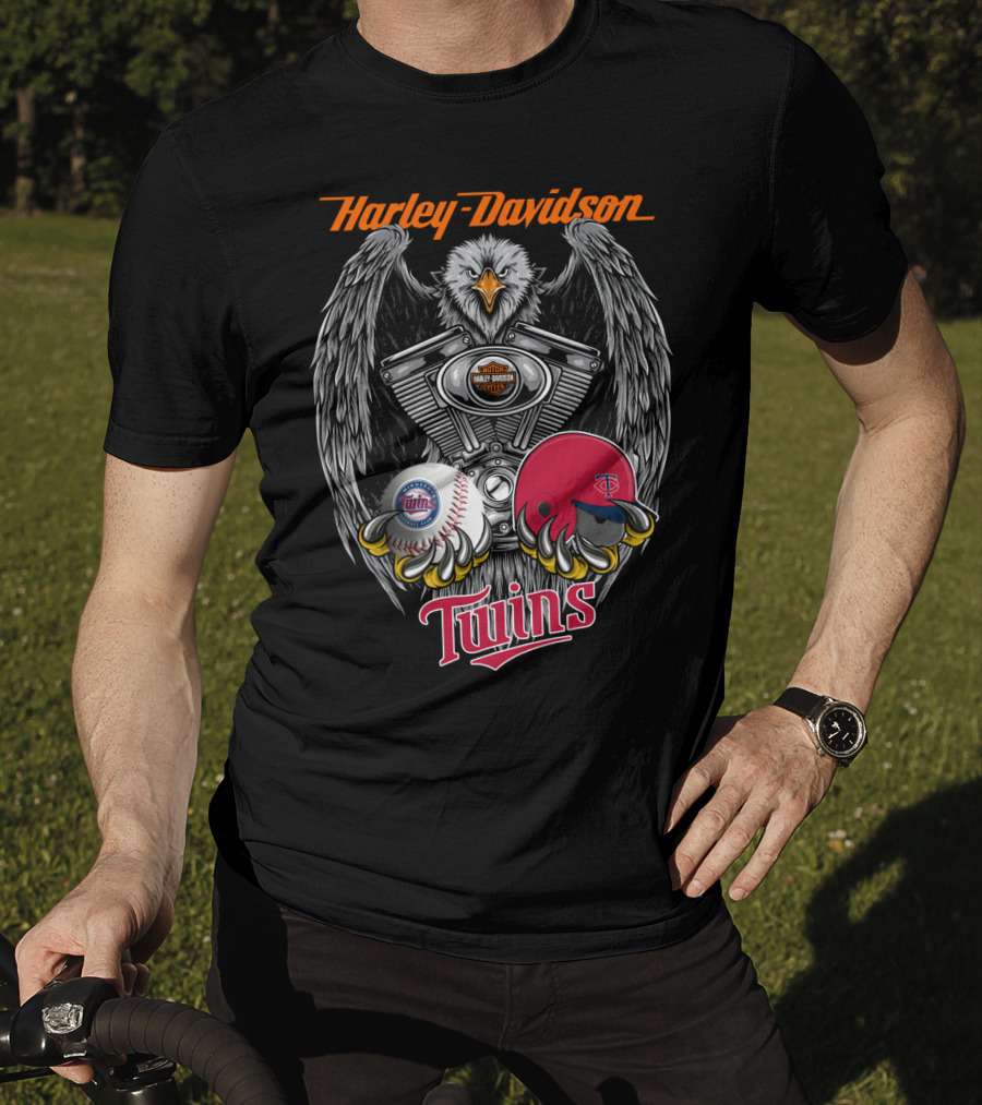 Harley Davidson Twins Eagle Engine Minnesota Baseball T-Shirt