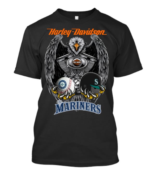 Harley Davidson Eagle Mlb Seattle Mariners Baseball Helmet Seattle T-Shirt