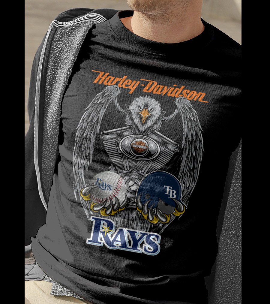 Harley Davidson Eagle Tampa Bay Rays Mlb Collaboration T-Shirt