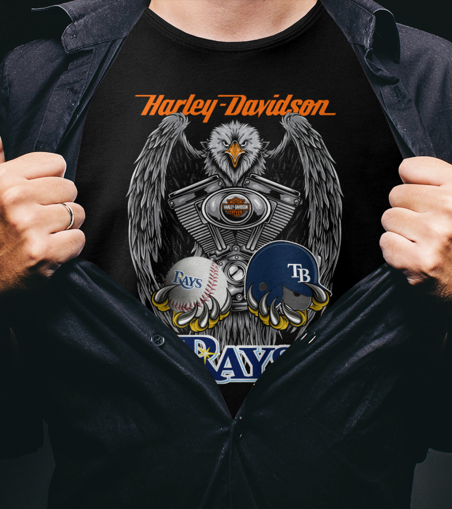 Harley Davidson Eagle Tampa Bay Rays Mlb Collaboration T-Shirt