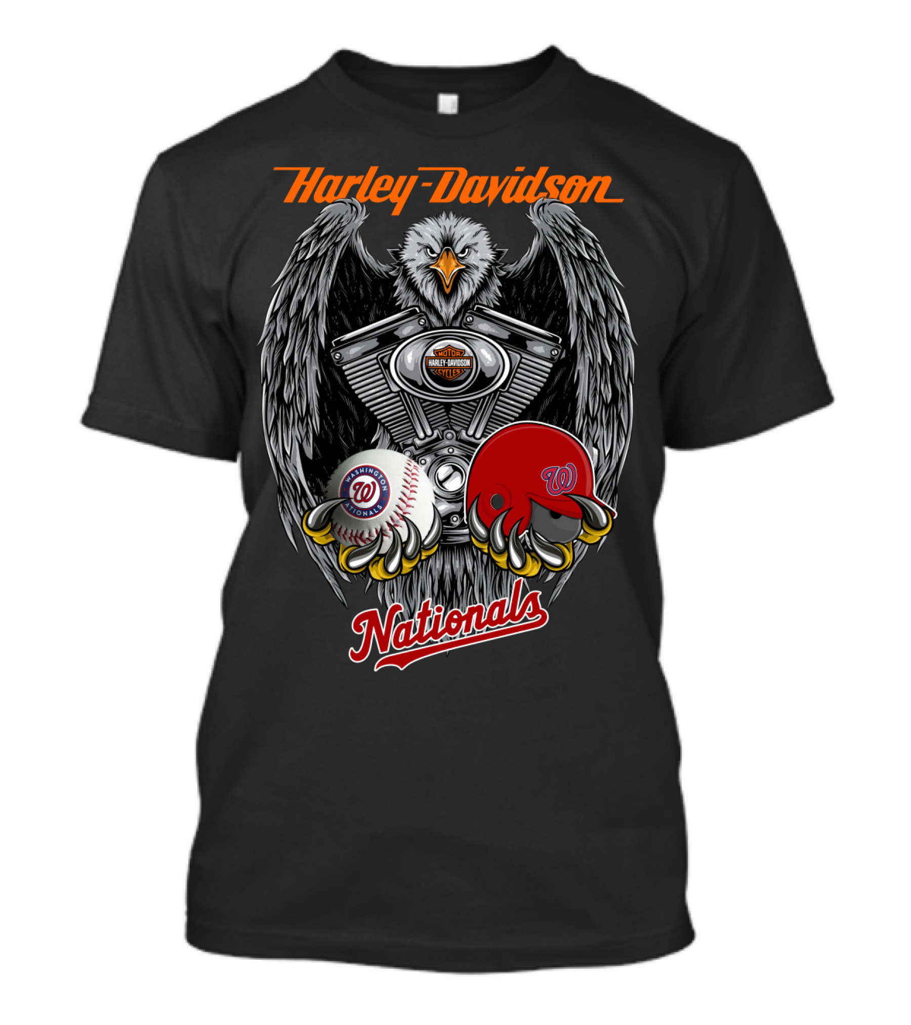Harley Davidson Washington Nationals Mlb Eagle And Motor T-Shirt
