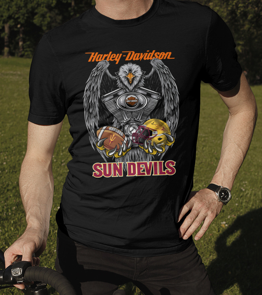 Harley Davidson Sun Devils Eagle Engine Football Helmet T-Shirt