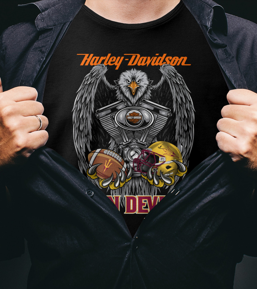 Harley Davidson Sun Devils Eagle Engine Football Helmet T-Shirt