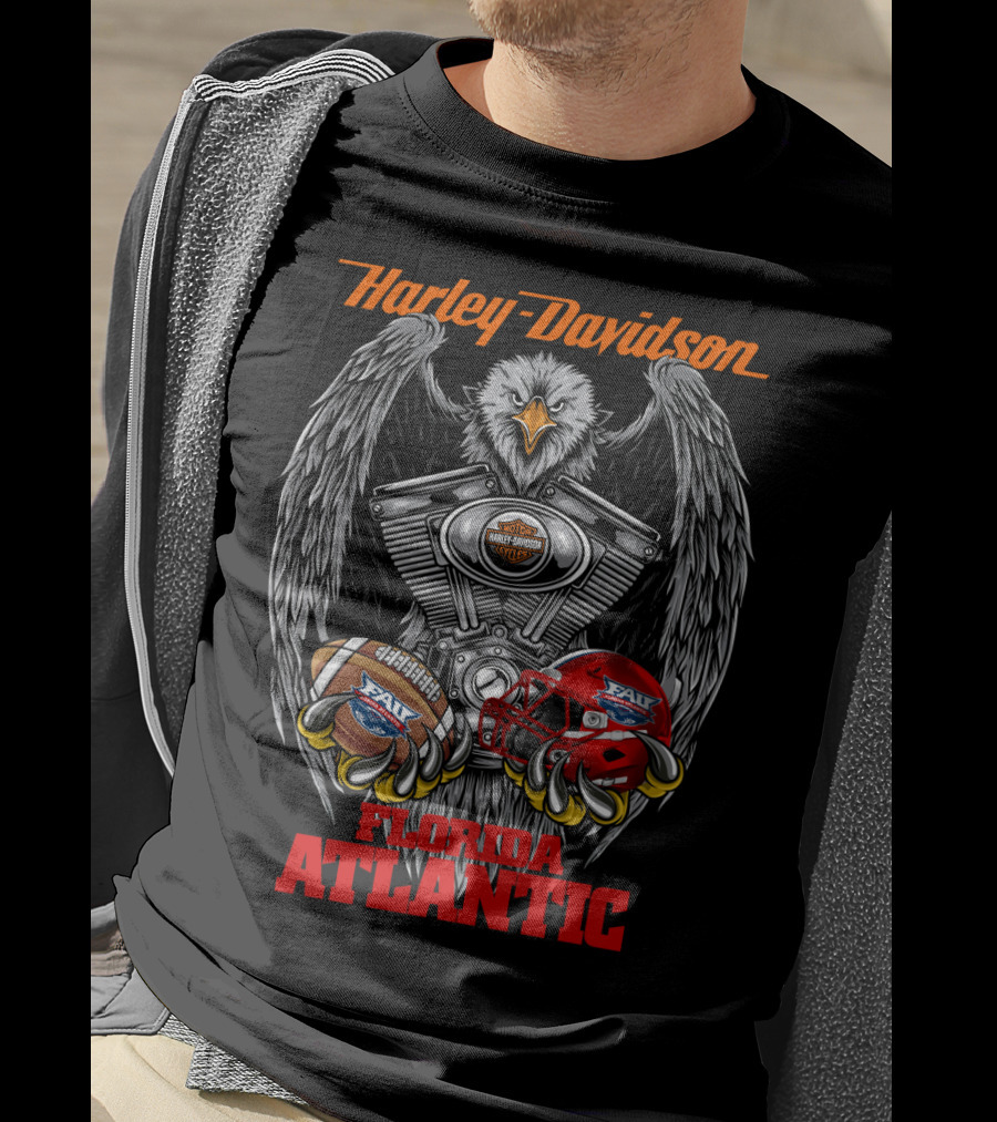 Harley Davidson Florida Atlantic Fau Owl Football T-Shirt