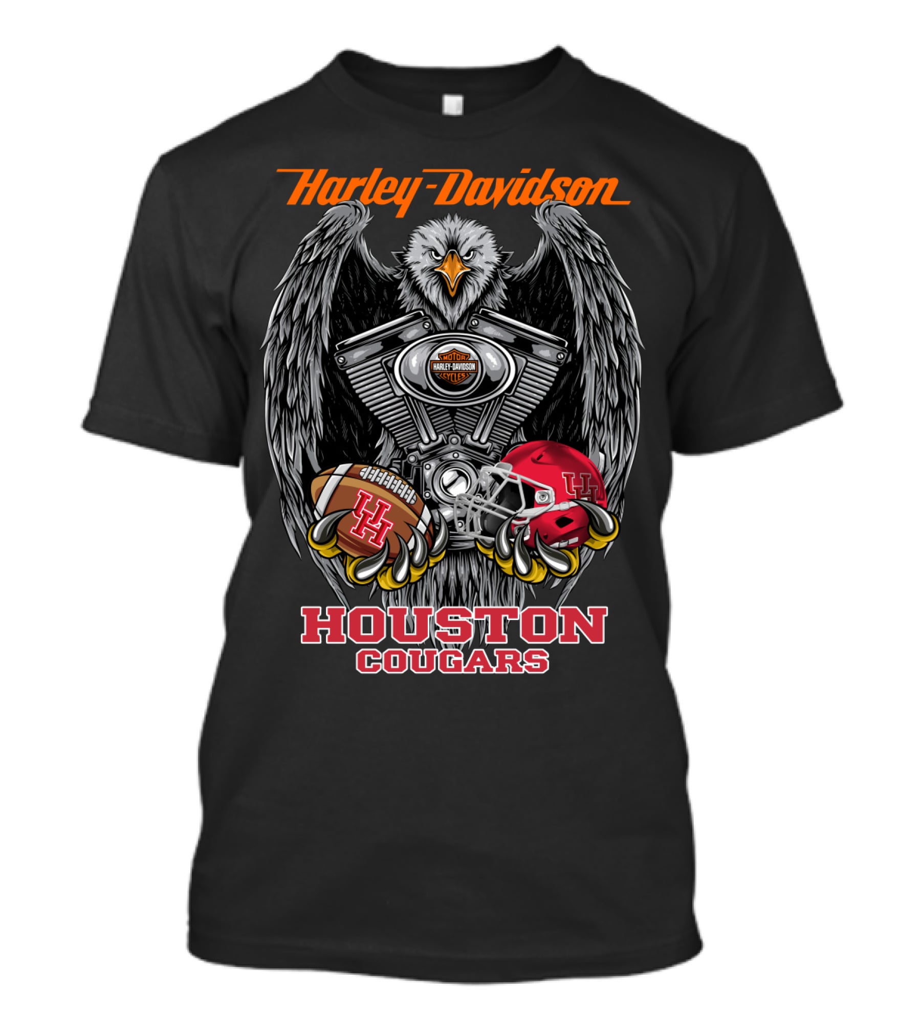 Harley Davidson Houston Cougars Ncaa Football Eagle Engine Helmet T-Shirt