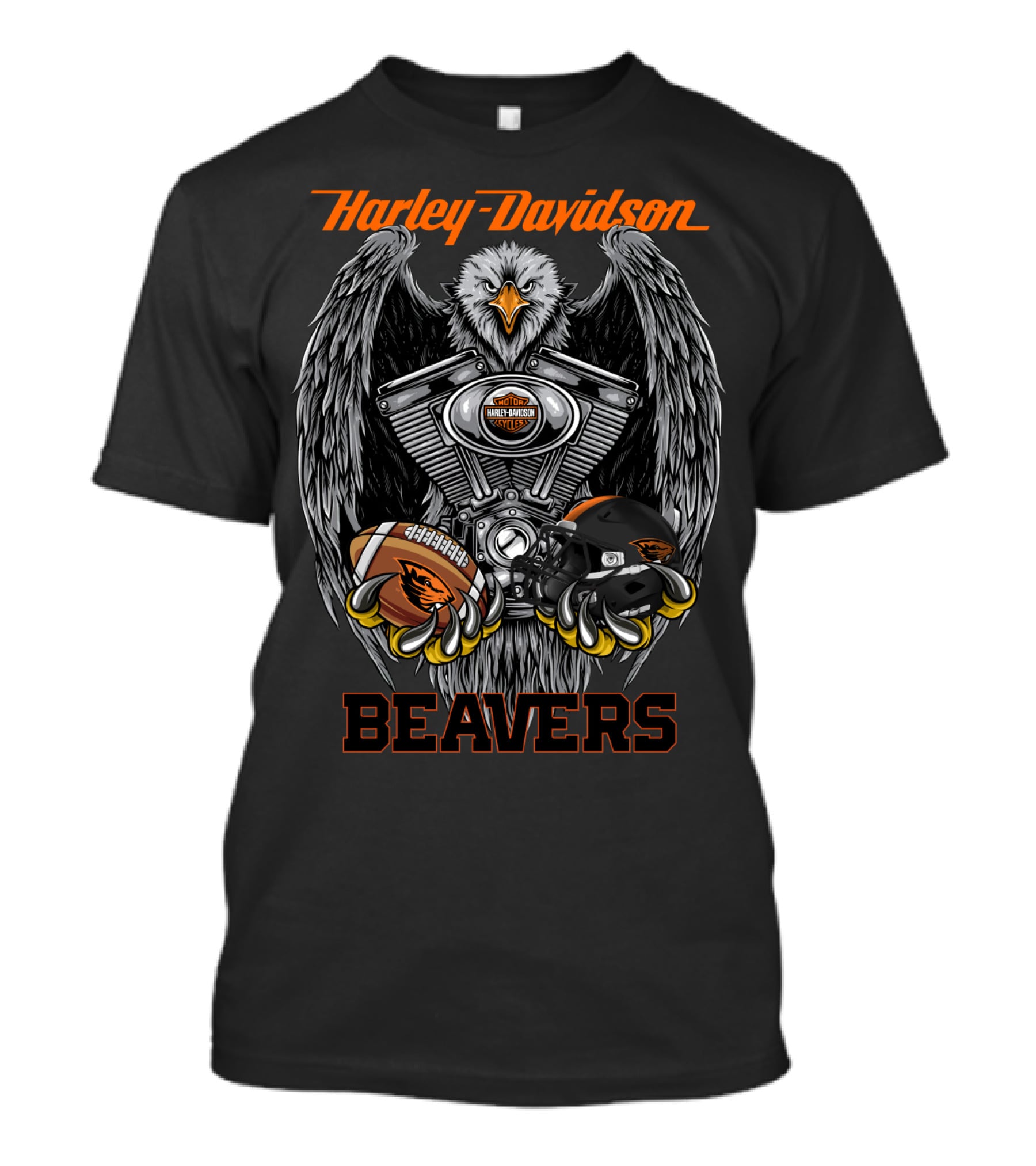 Harley Davidson Beavers Eagle Engine Football Helmet T-Shirt