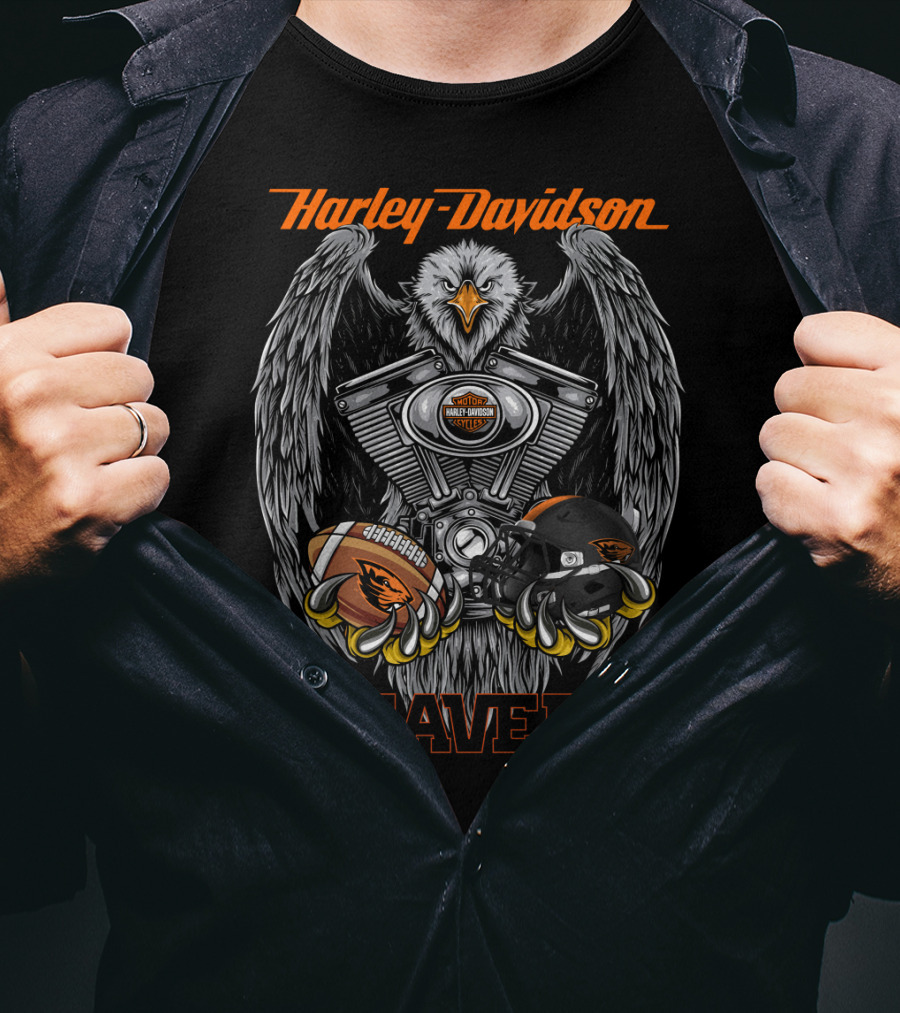 Harley Davidson Beavers Eagle Engine Football Helmet T-Shirt
