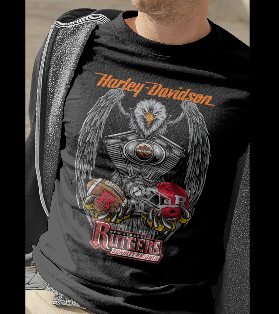 Harley Davidson New Jersey Rutgers Scarlet Knights Football Ncaa3 Rskf T-Shirt