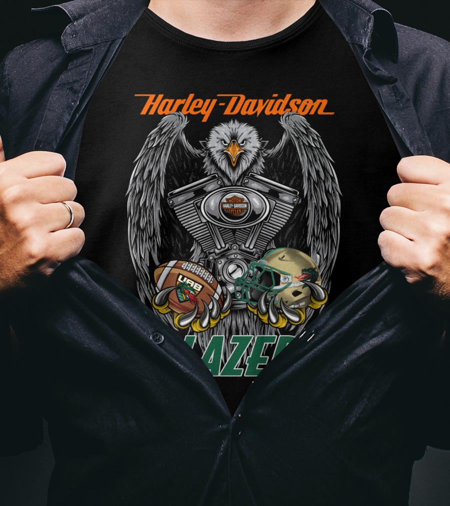 Harley Davidson Blazers Football Eagle Engine Design Uab T-Shirt