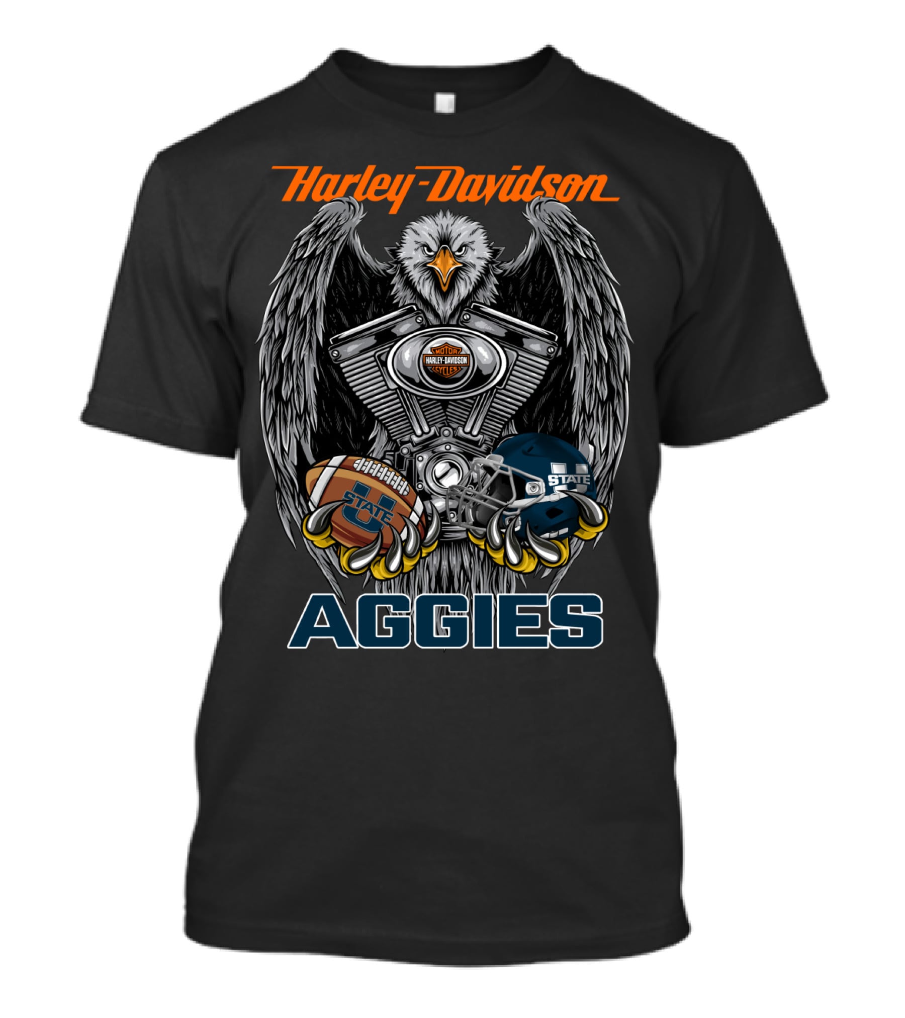 Harley Davidson Aggies State Football Eagle Engine Helmet T-Shirt