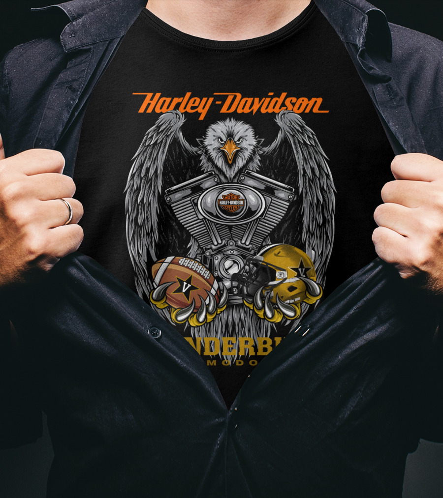 Harley Davidson Vanderbilt Commodores Ncaa Football Eagle Engine T-Shirt
