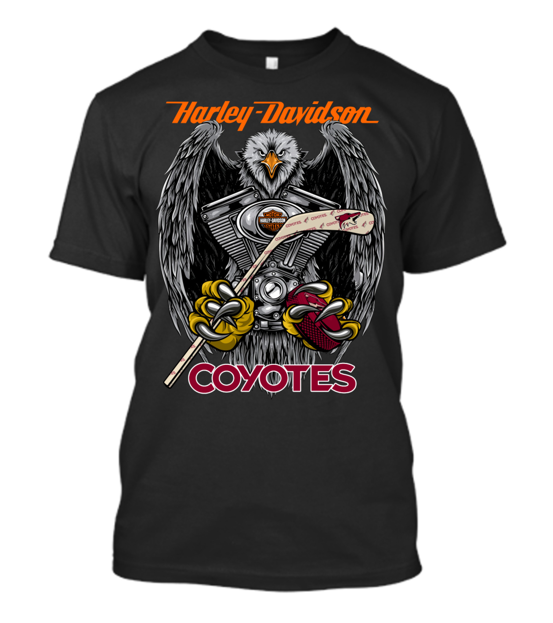 Harley Davidson Coyotes Nhl Hockey Eagle Engine T-Shirt