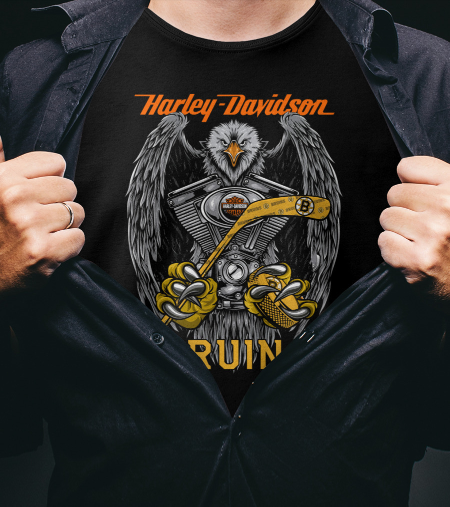 Harley Davidson Bruins Nhl Bb Eagle Engine T-Shirt