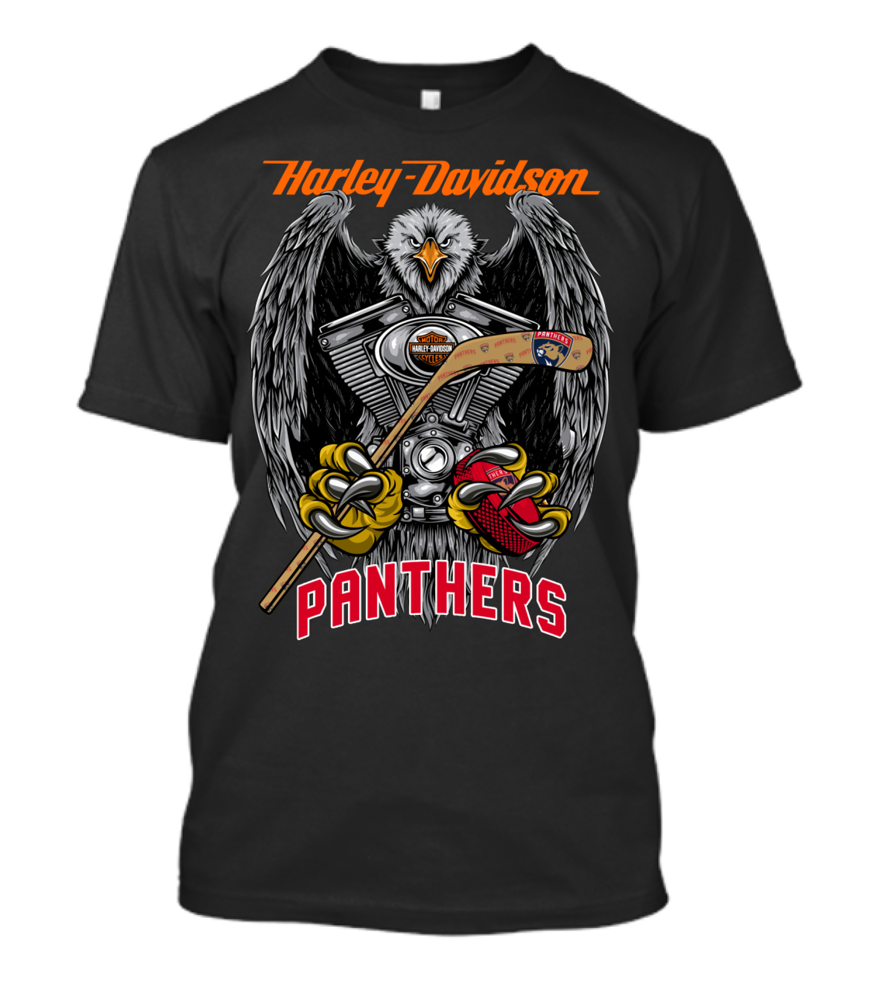 Harley Davidson Panthers Nhl Eagles Motorcycles Hockey Stick T-Shirt