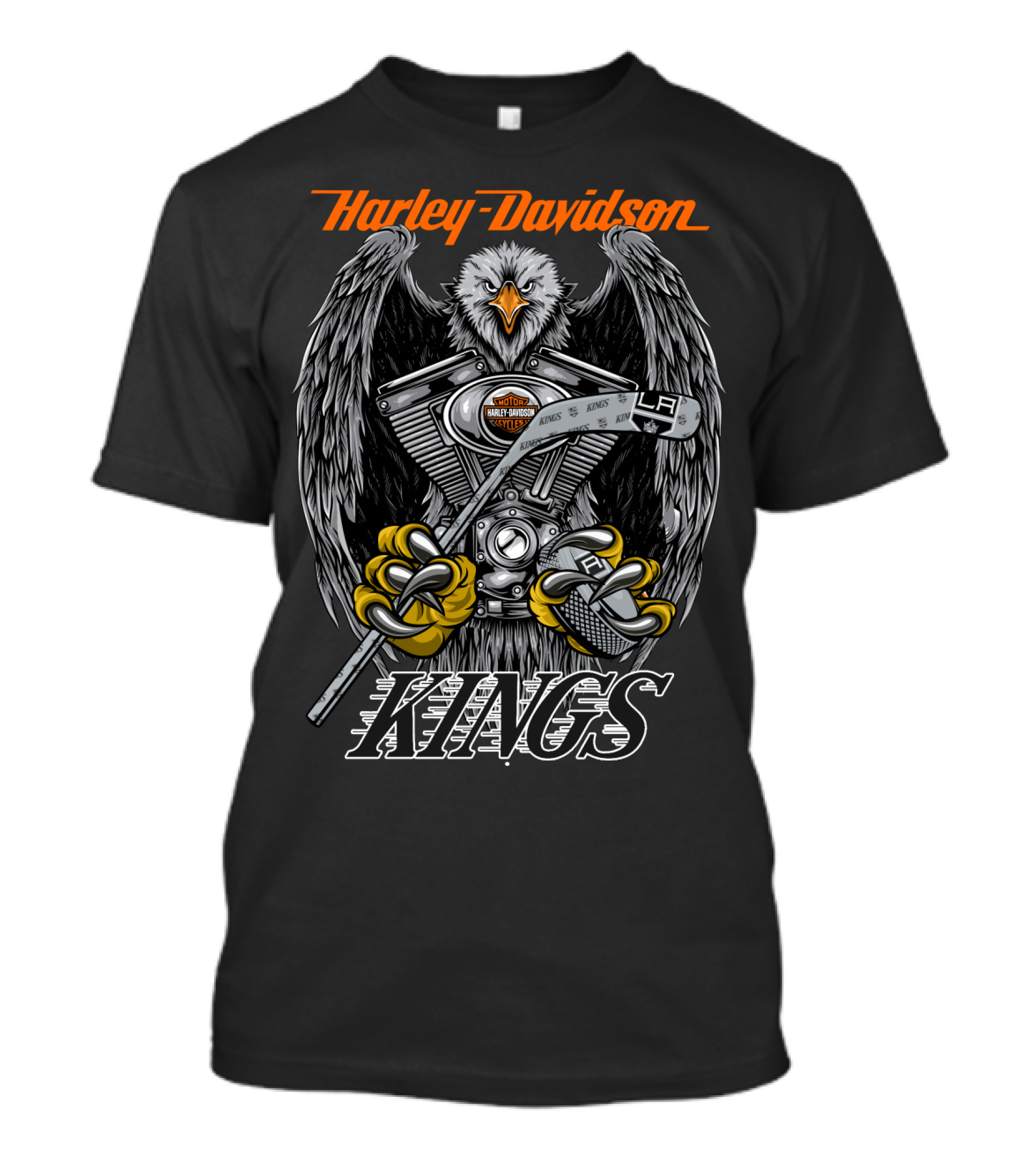Harley Davidson Kings Nhl Lak Bird Engine Hockey Stick T-Shirt