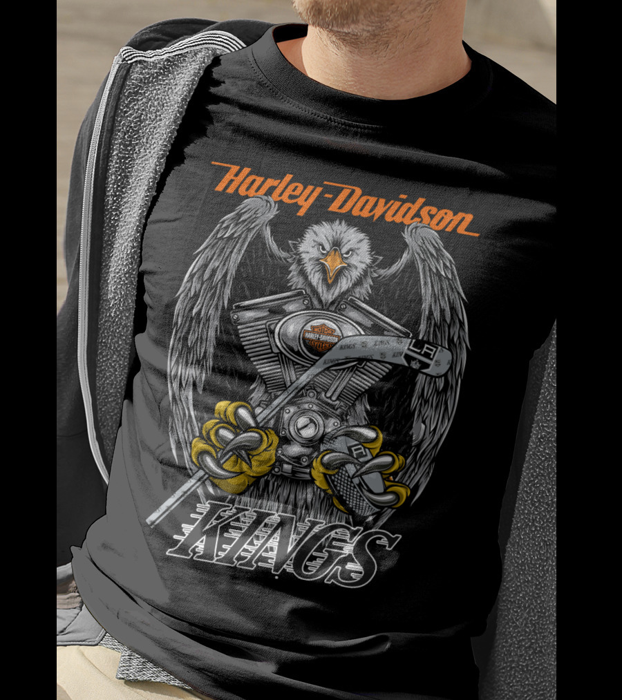 Harley Davidson Kings Nhl Lak Bird Engine Hockey Stick T-Shirt