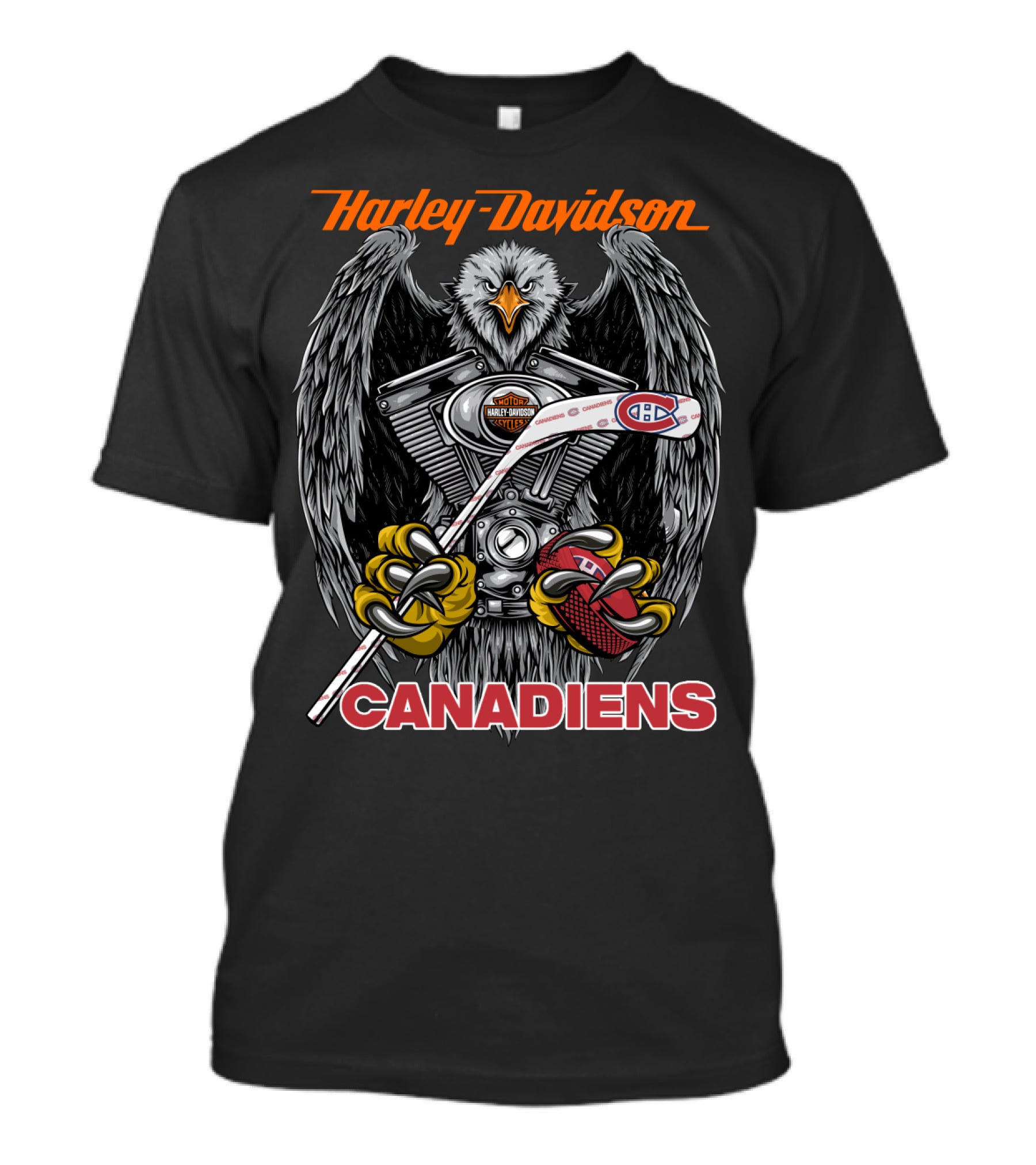 Harley Davidson Canadiens Eagle Hockey Stick Motorcycles T-Shirt