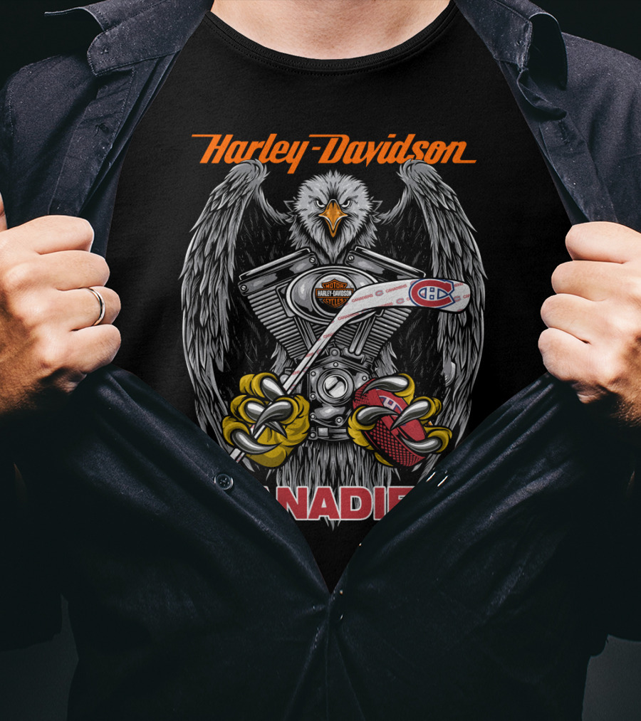 Harley Davidson Canadiens Eagle Hockey Stick Motorcycles T-Shirt
