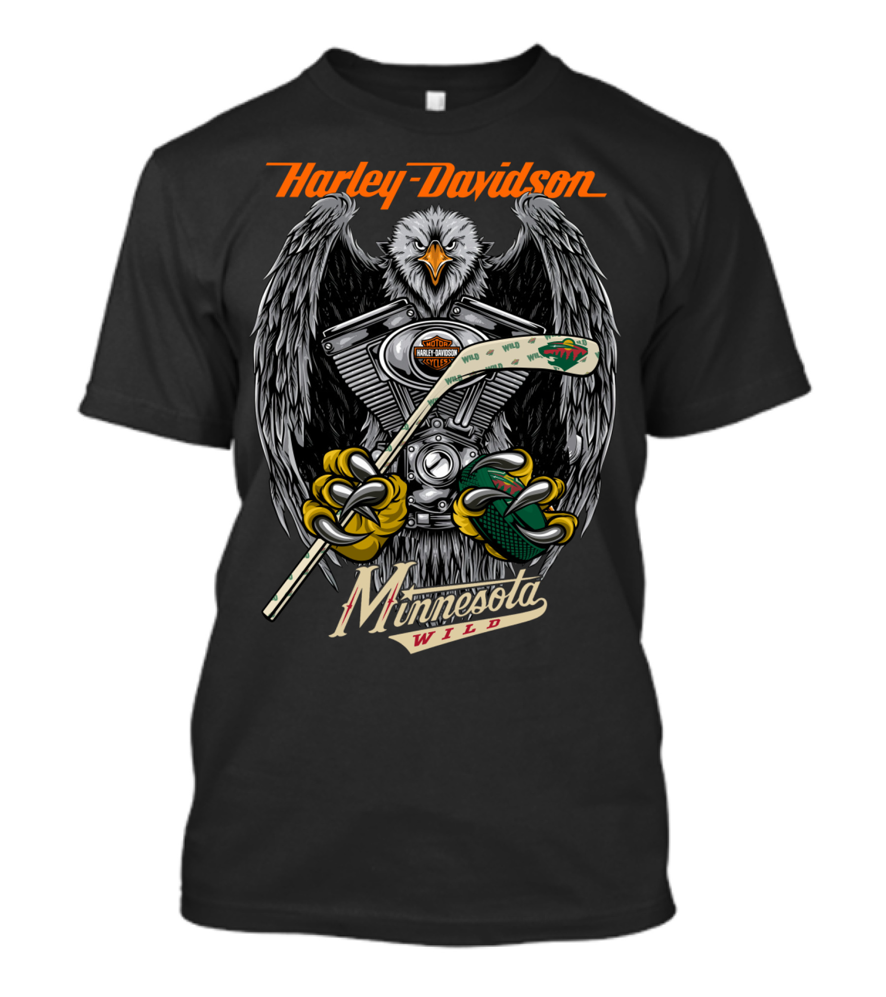 Harley Davidson Minnesota Wild Nhl V-Twin Eagle Hockey Stick T-Shirt