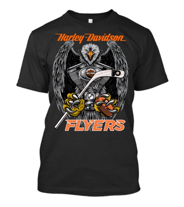 Harley Davidson Flyers Philadelphia Engine Eagle Hockey Stick T-Shirt