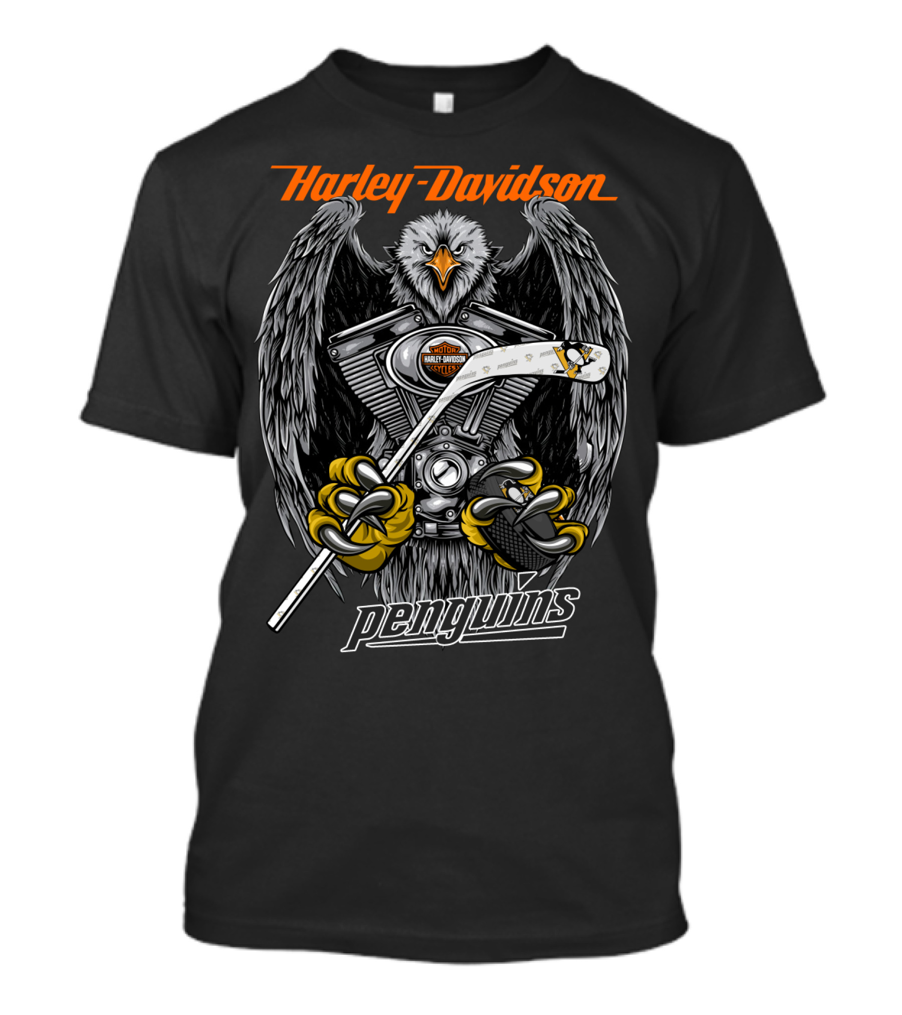Harley Davidson Penguins V-Twin Nhl Hockey Eagle T-Shirt