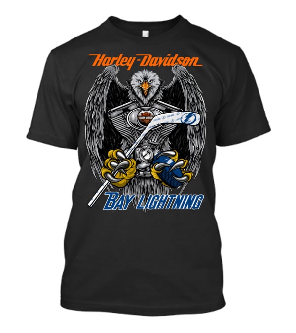 Harley Davidson Bay Lightning Nhl Tbl Logo Eagle Engine Hockey Stick T-Shirt