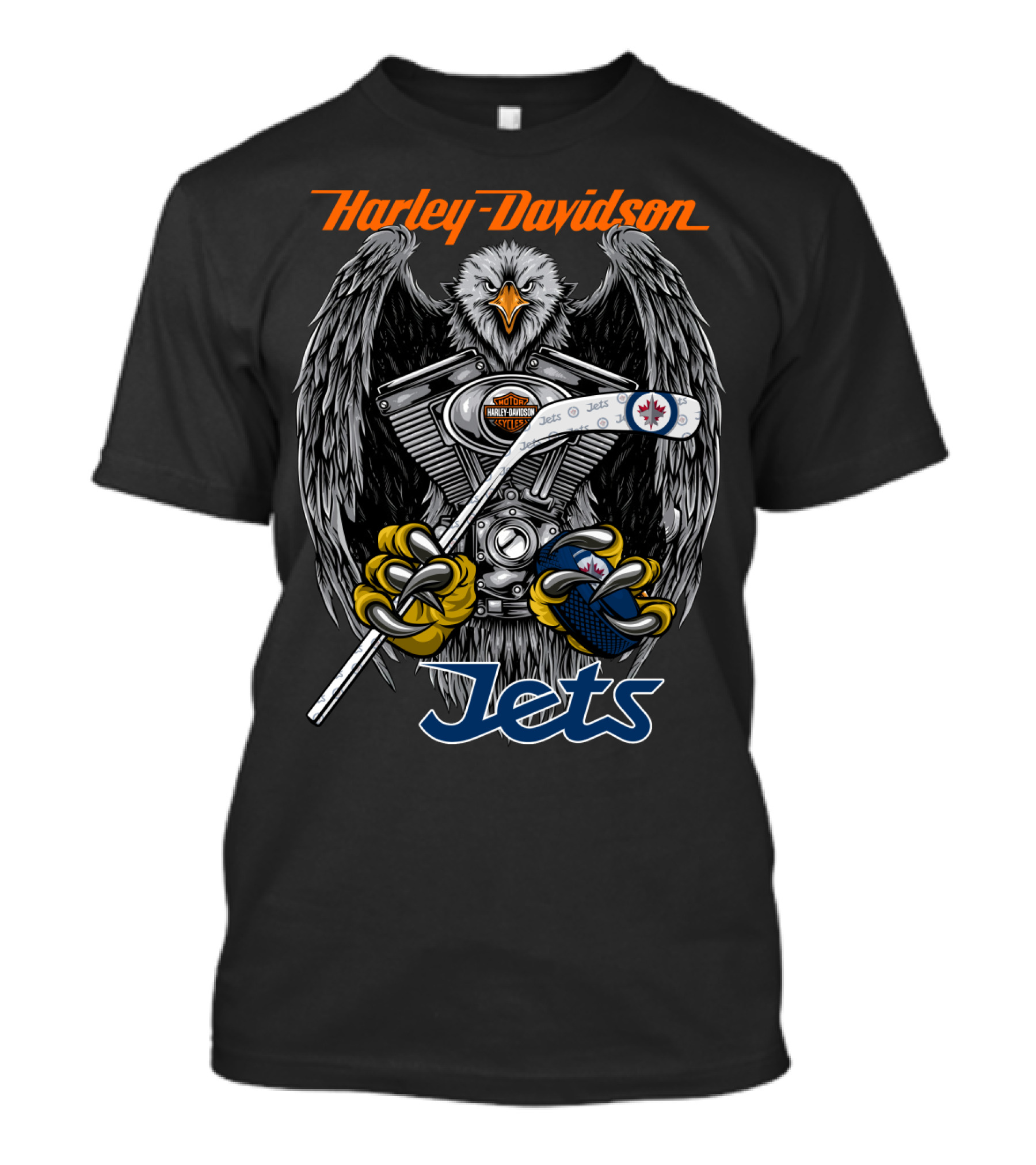 Harley Davidson Nhl Winnipeg Jets Eagle Motorbike Hockey T-Shirt