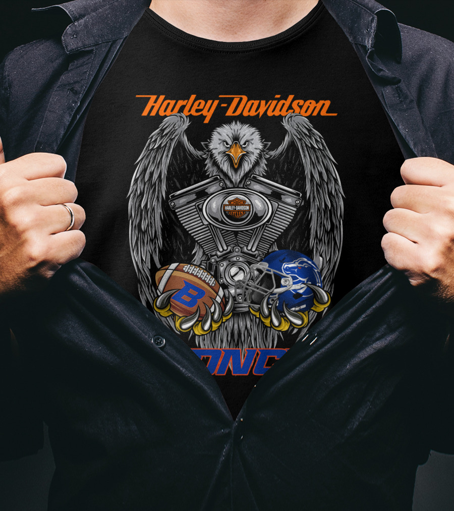 Harley Davidson Broncos Eagle Football Helmet Engine T-Shirt