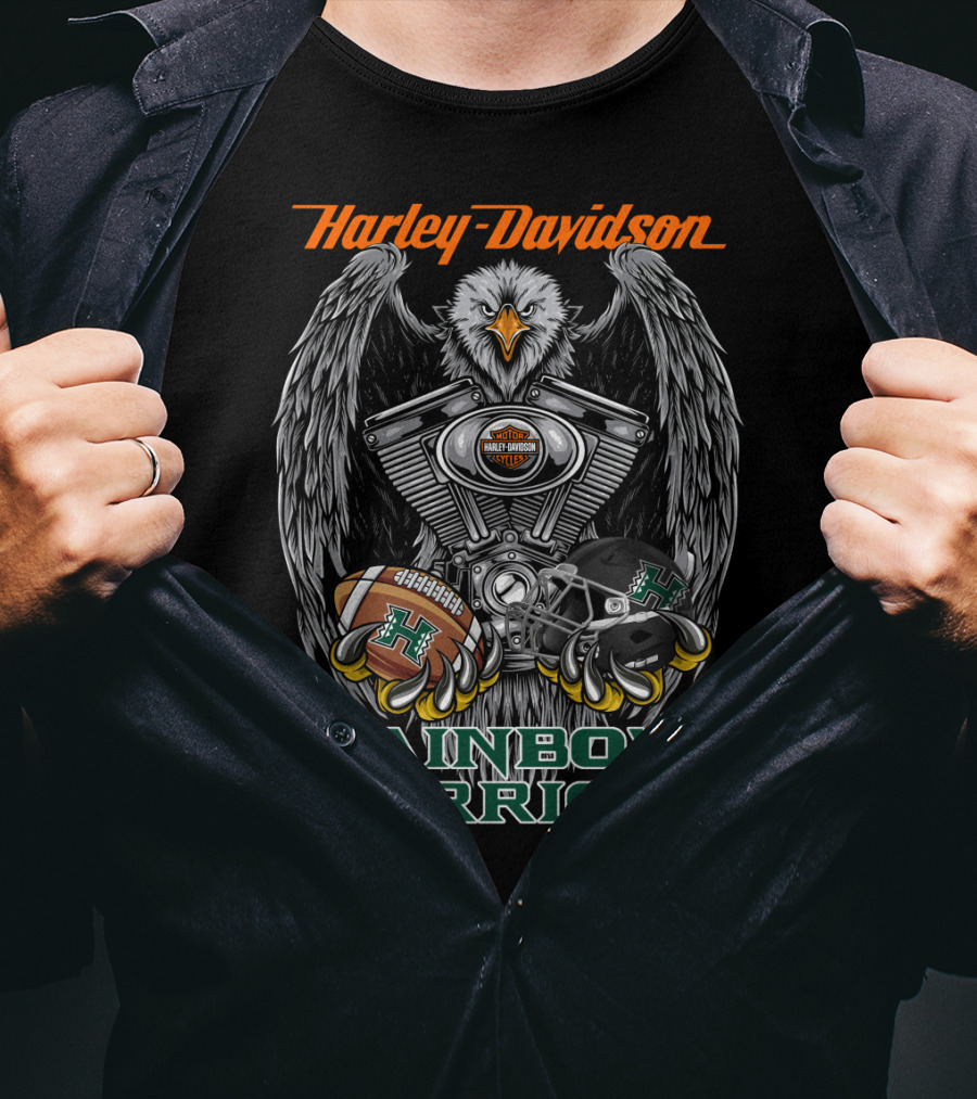 Harley Davidson Rainbow Warriors Eagle With Football And Helmet T-Shirt