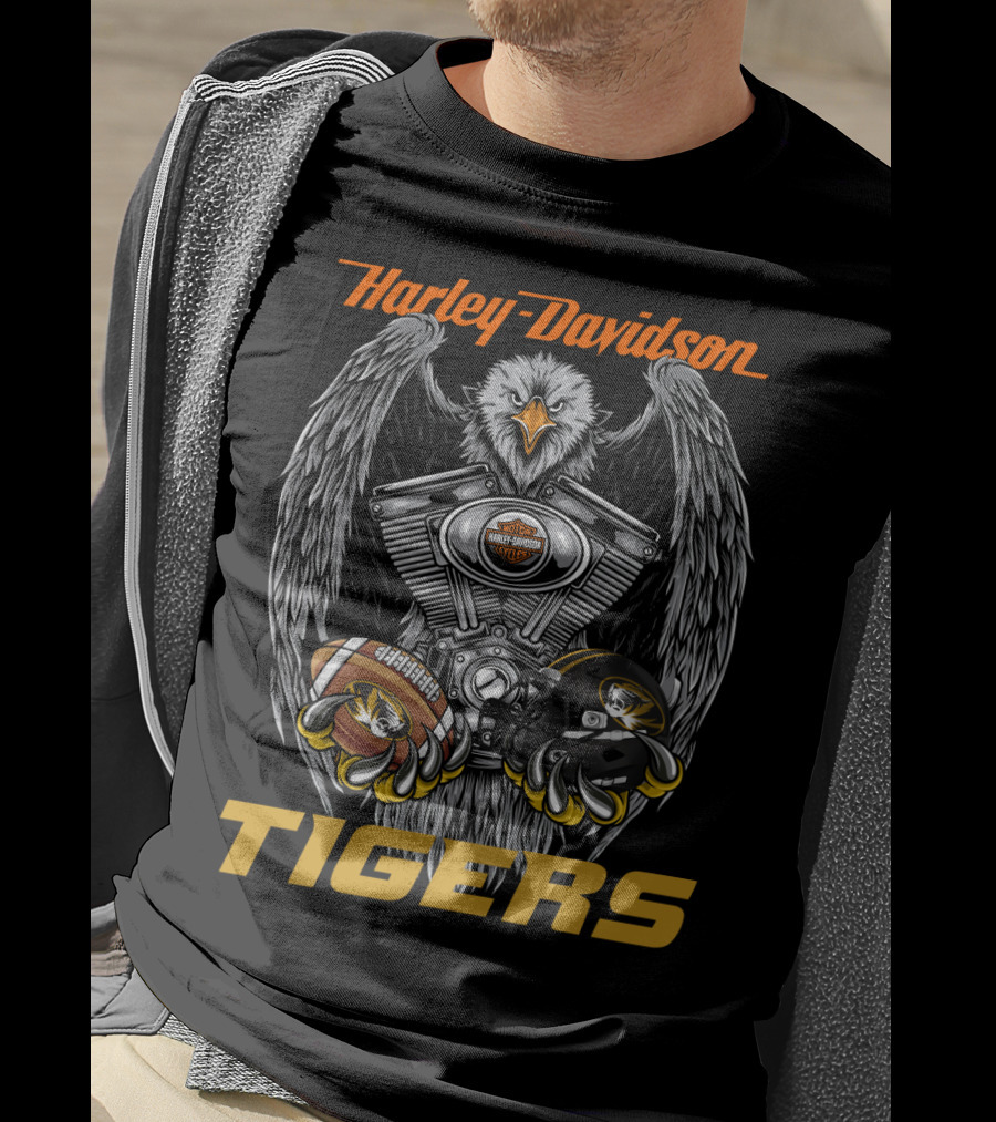Harley Davidson Tigers Football Eagle Engine T-Shirt