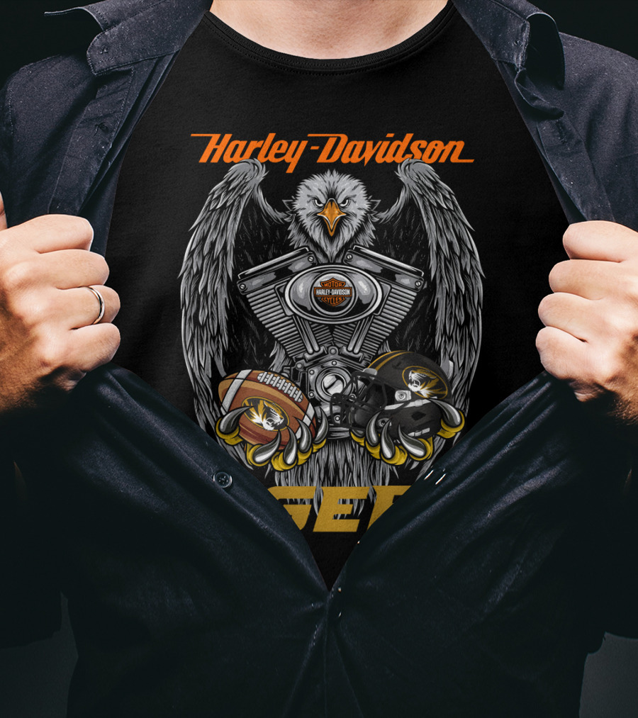 Harley Davidson Tigers Football Eagle Engine T-Shirt