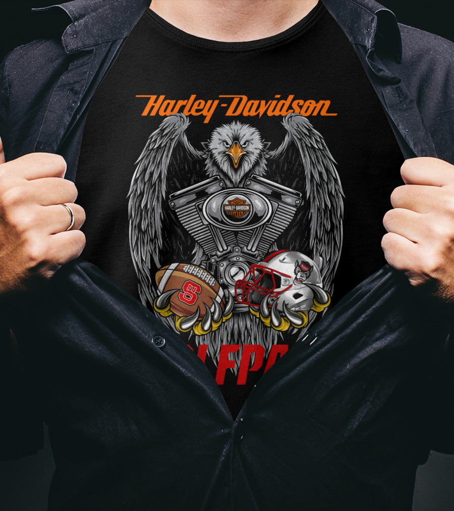 Harley Davidson Wolfpack Nc State Wolfpack Football Helmet Eagle Engine T-Shirt
