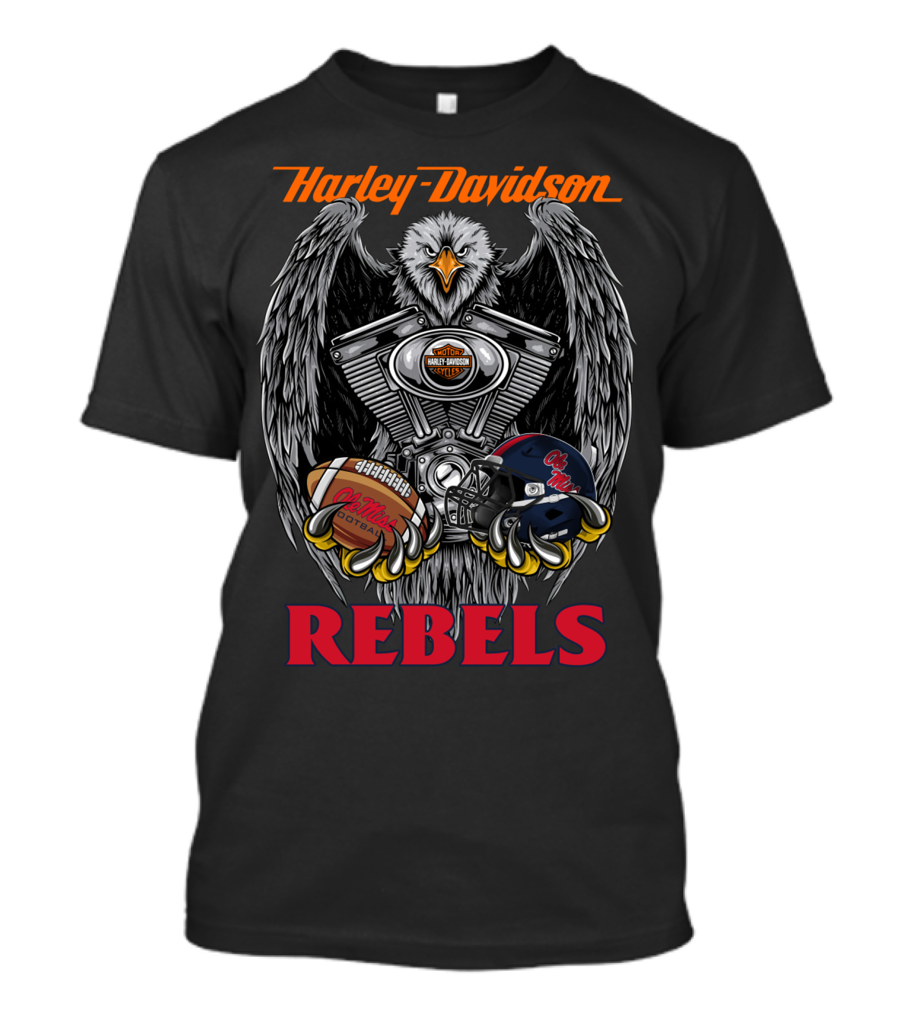 Harley Davidson Rebels Eagle Engine Football Helmet T-Shirt