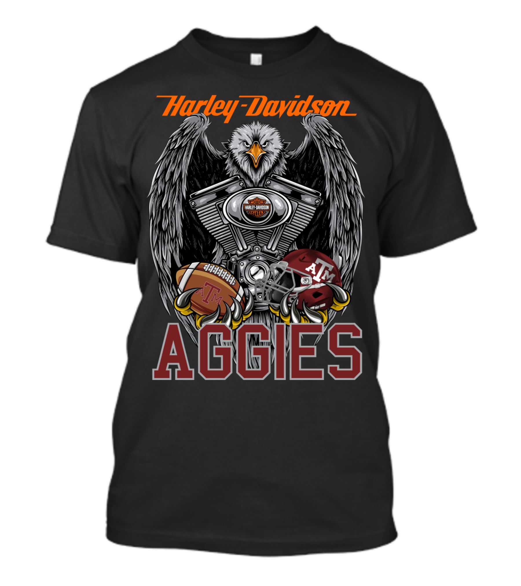 Harley Davidson Aggies Texas A&M Football Eagle Engine T-Shirt