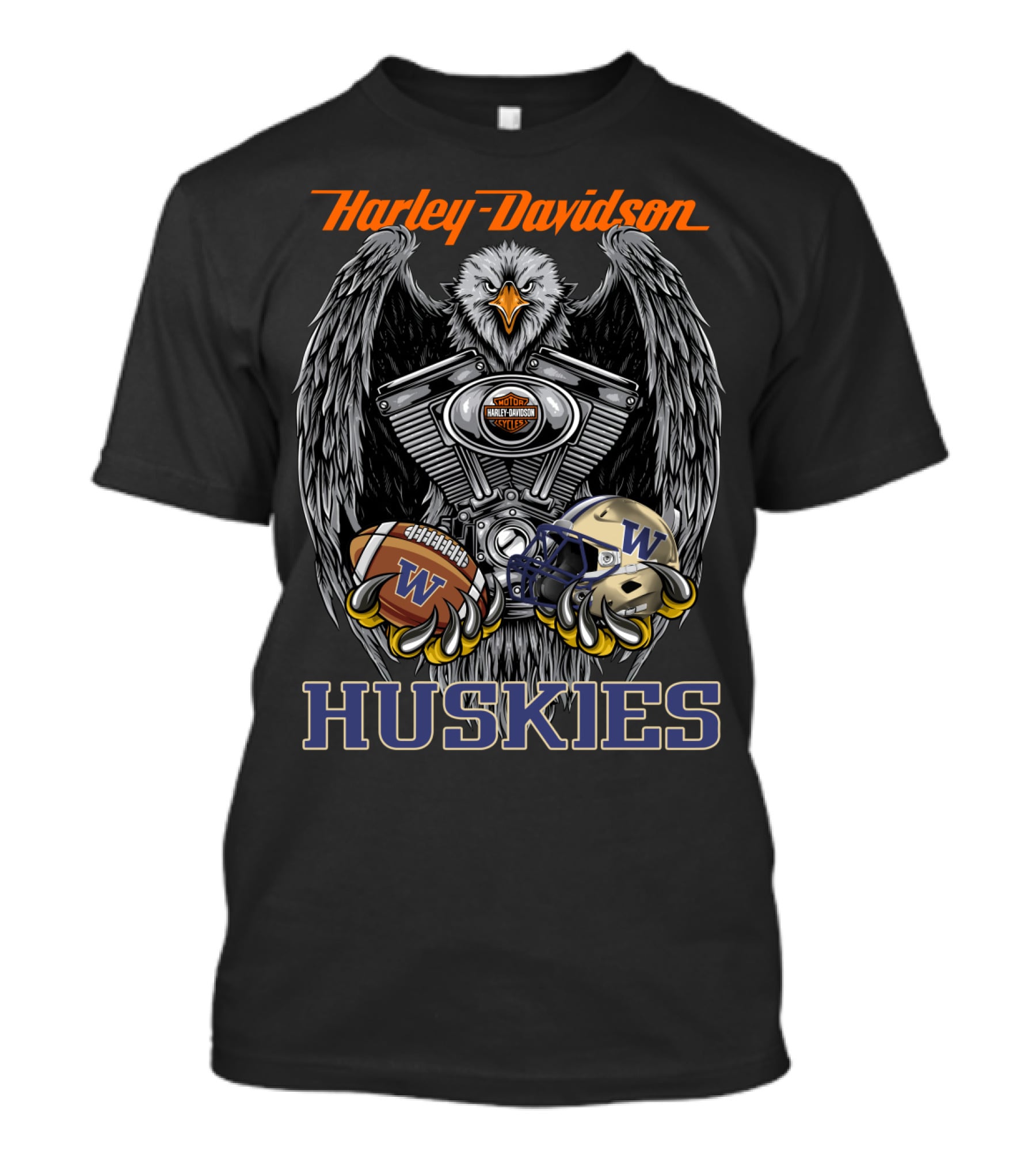 Harley Davidson Huskies Eagle Engine Football Helmet T-Shirt