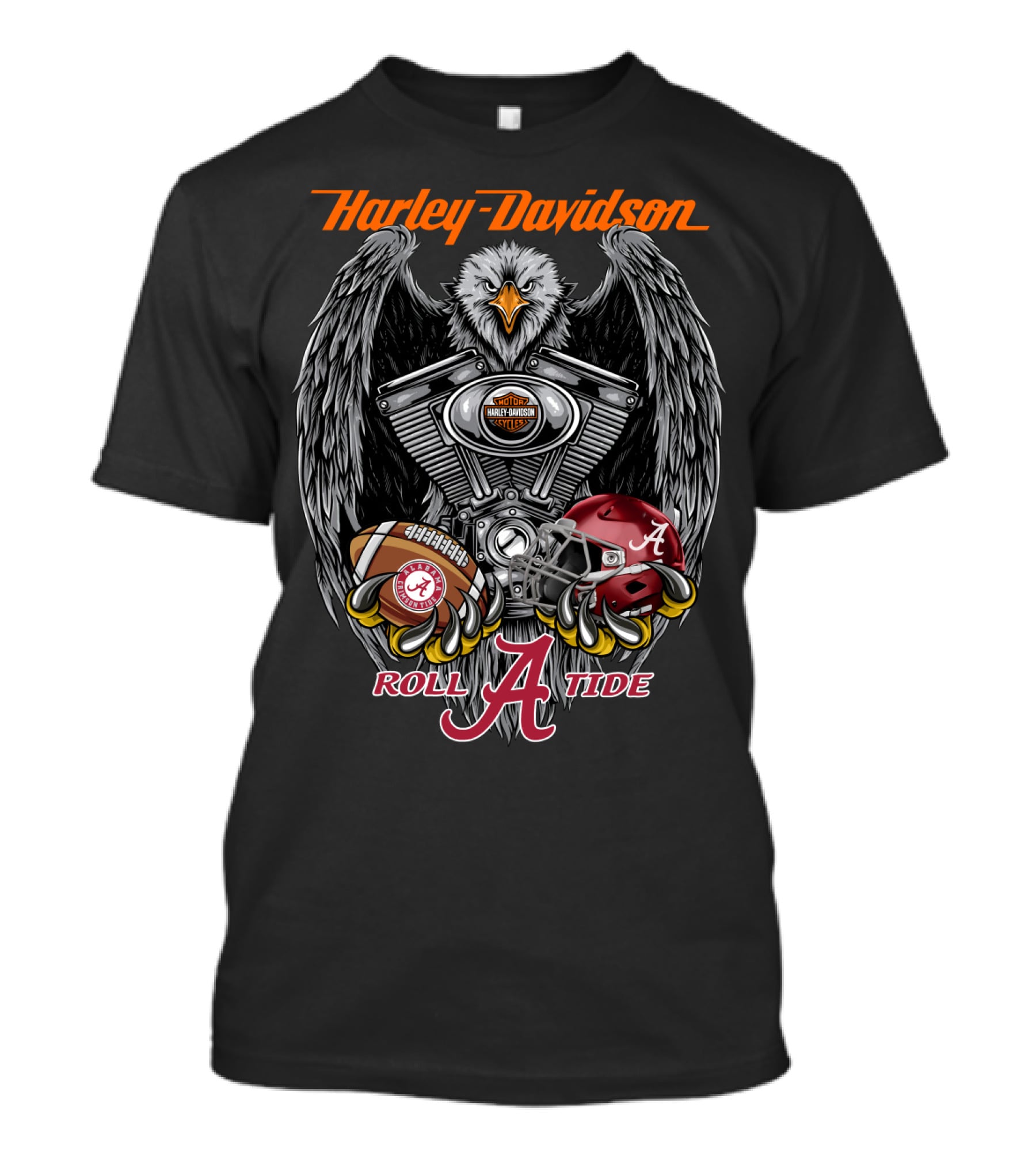 Harley Davidson Eagle Roll Tide Alabama Crimson Tide Football Helmet T-Shirt