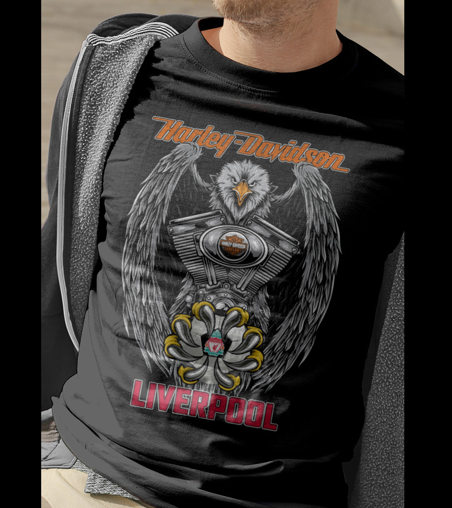 Harley Davidson Eagle Engine Design Liverpool T-Shirt