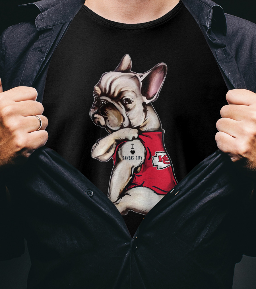 Kansas City Chiefs I Love Kansas City Bulldog Tattoo T-Shirt