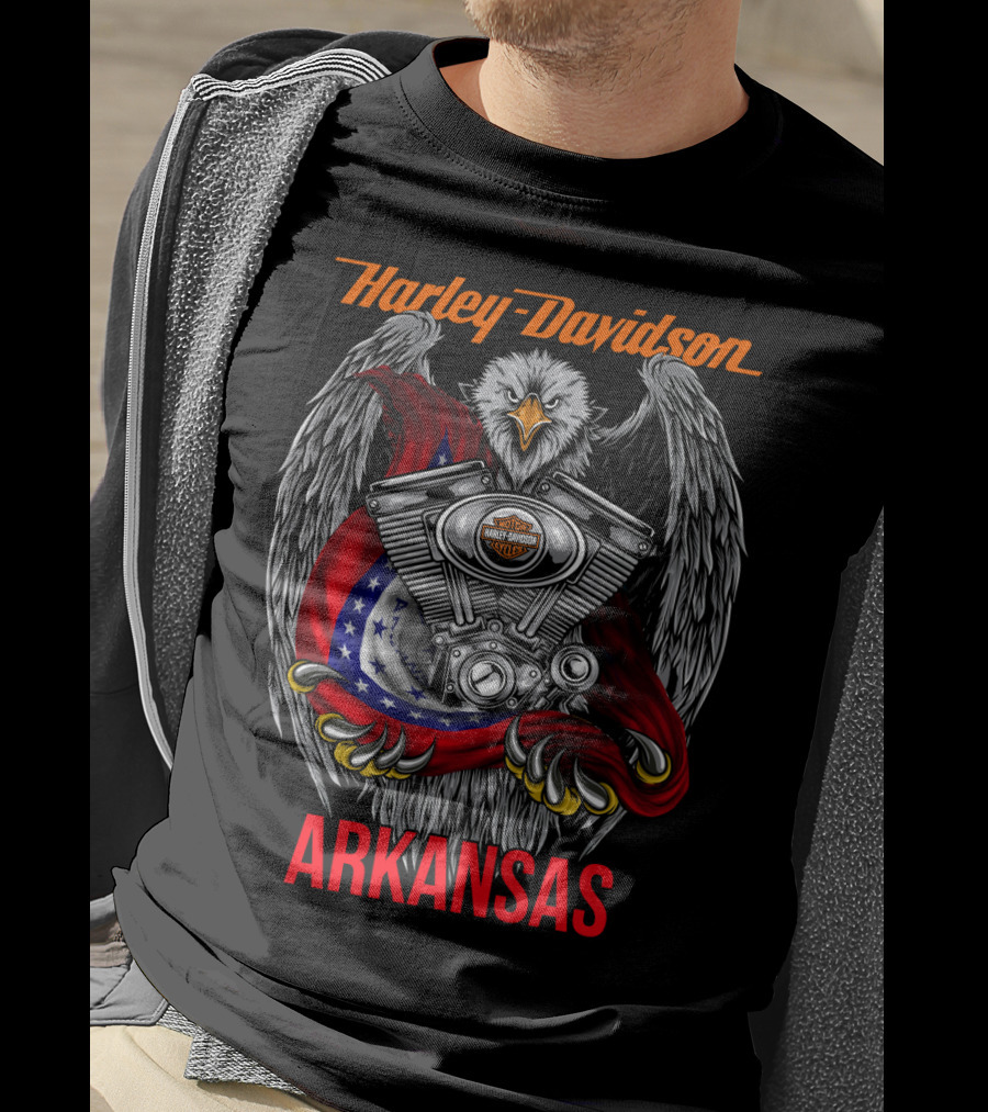 Harley Davidson Arkansas Eagle Engine T-Shirt