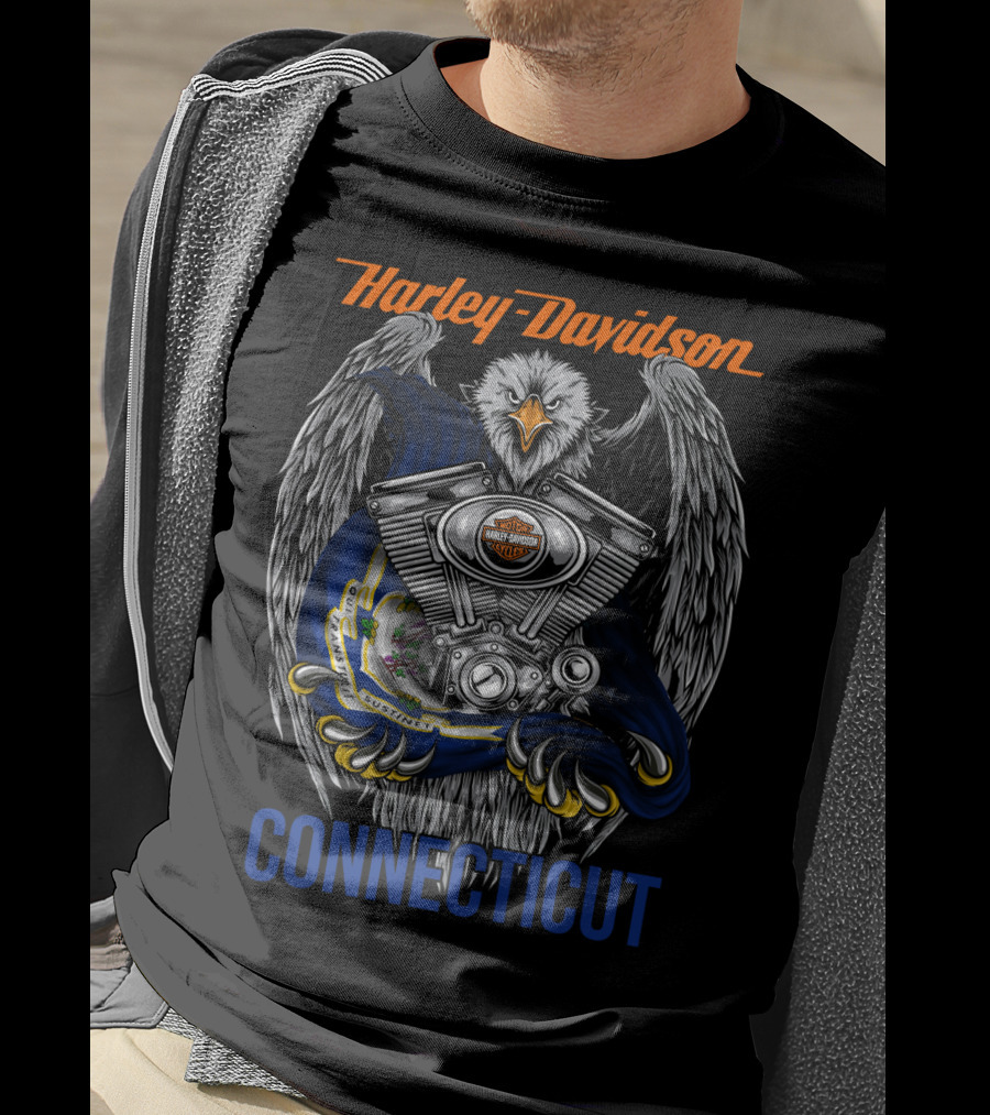 Harley Davidson Eagle Emblem Connecticut T-Shirt