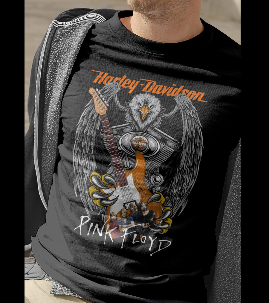 Harley Davidson Pink Floyd Eagle Guitar Motif T-Shirt