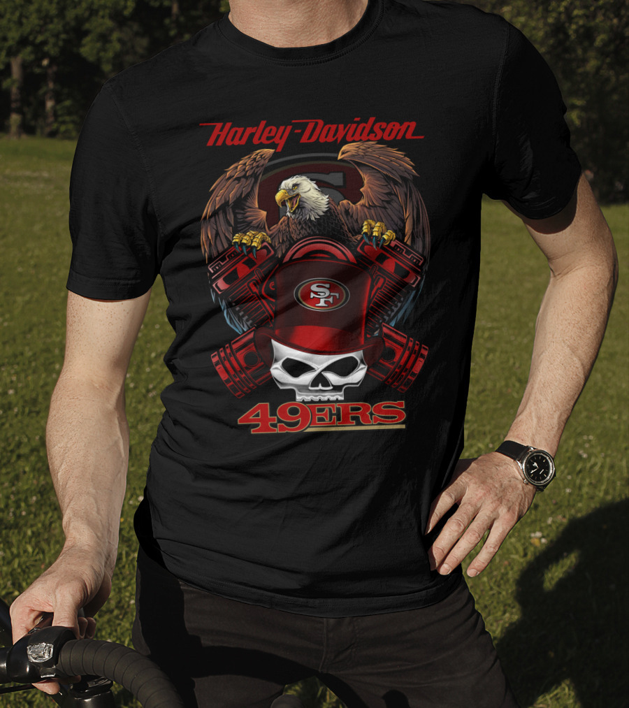 Harley Davidson Sf 49ers Eagle Skull Nfl 49ers T-Shirt
